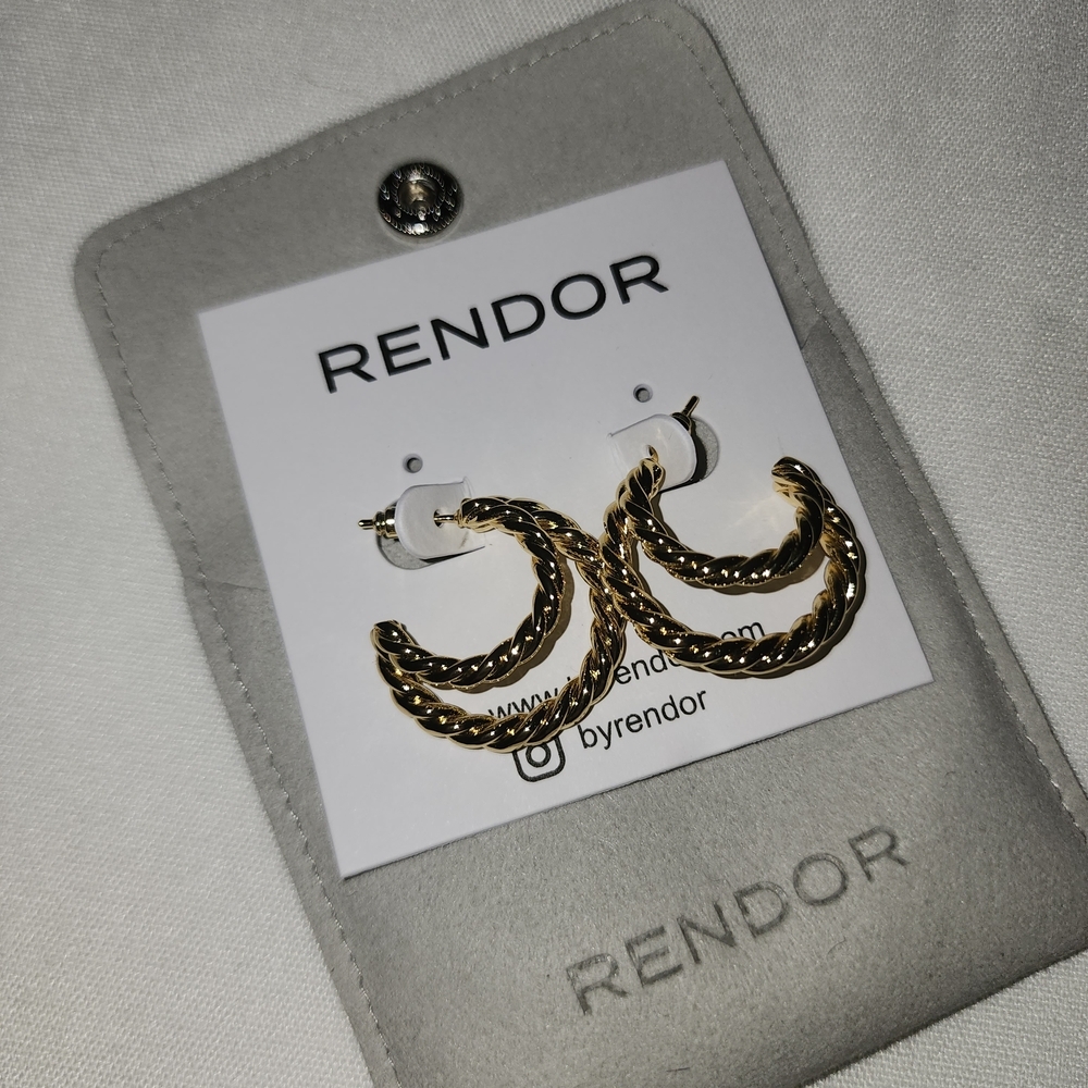RENDOR Twisted Gold Hoop Earrings